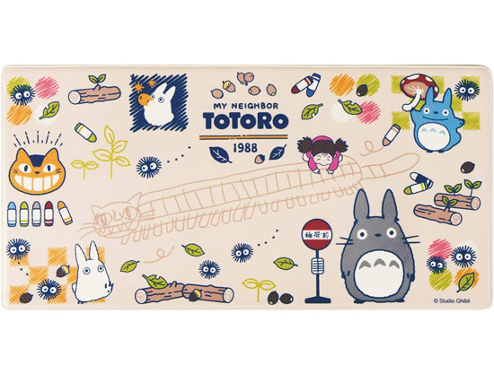 【新品】センコー　拭ける PVC キッチンマット となりのトトロ おえかき 約45×90cm　60604　ベージュ