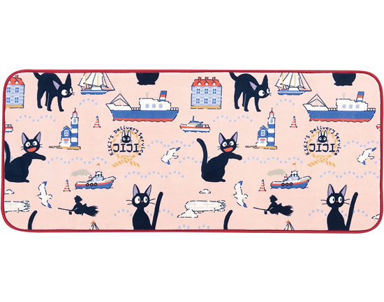 【新品】センコー　ラグマット 魔女の宅急便 ジジと海辺 約50×120cm　48521　ピンク