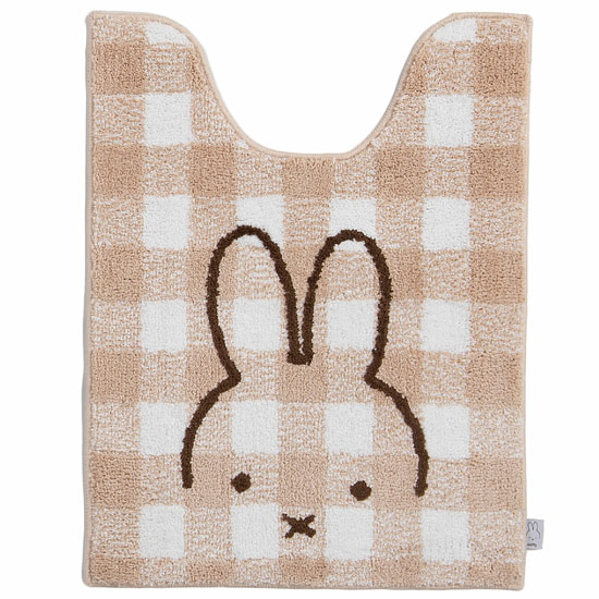 【新品】センコー　ロングトイレマット ミッフィー チェックライン 約80×60cm　66984　ベージュ