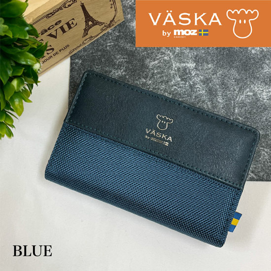 【新品】【新品(開封のみ)】 VASKA by moz　グルーシス L字ファスナー札入れ　VS-0122　ブルー