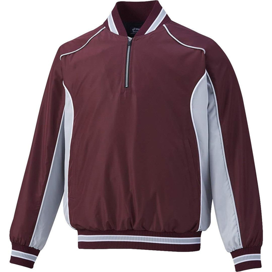 【新品】asics アシックス Lサイズ 野球 VジャンLS BAV012 エンジ×Sグレー