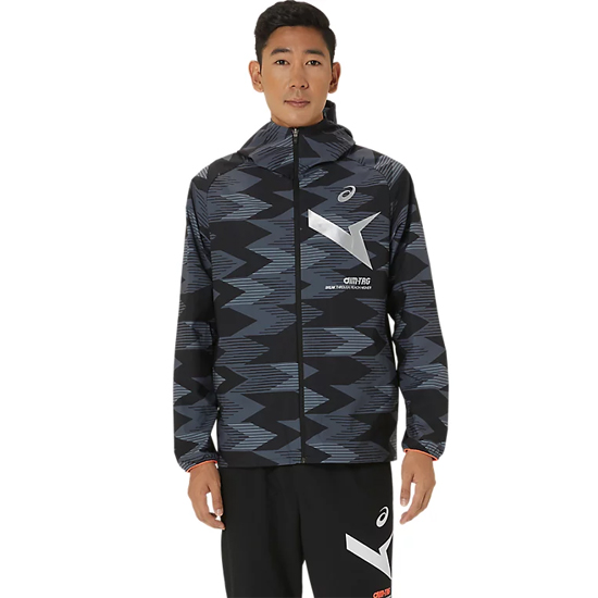 【新品】asics アシックス Mサイズ A-I-Mストレッチクロスグラフィックフーディージャケット 2031E532 パフォーマンスブラック