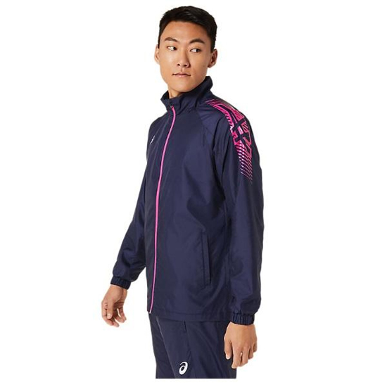 【新品】asics アシックス M サイズ 裏トリコットウインドブレーカージャケット 2031D535 ピーコート×ピンクグロー