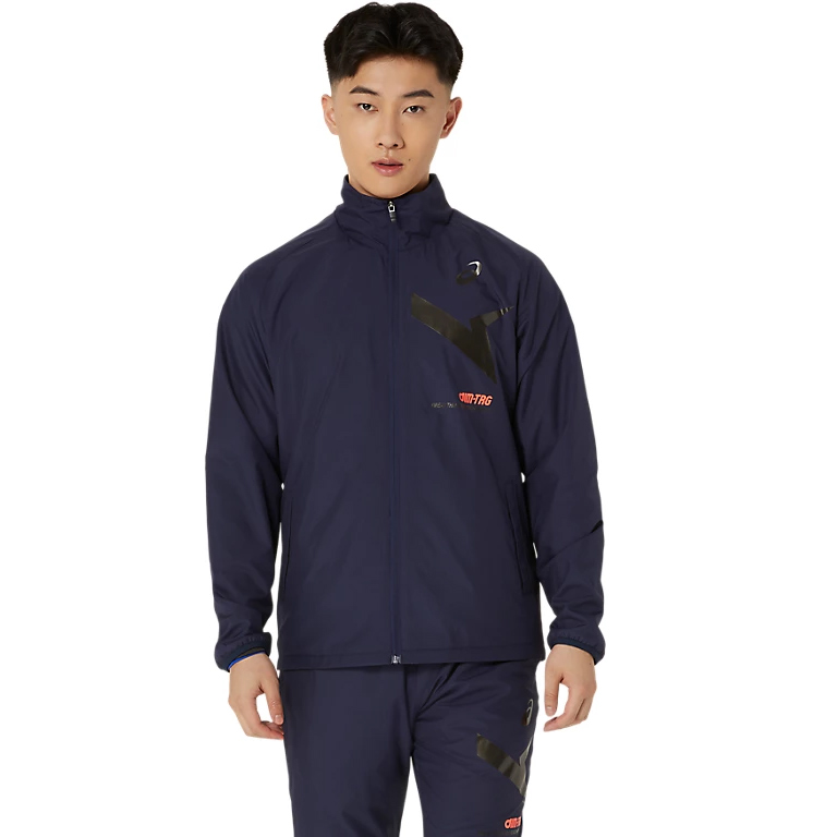 【新品】asics アシックス 2XL サイズ AIM-TRG裏トリコットウインドブレーカージャケット 2031E730 ミッドナイト