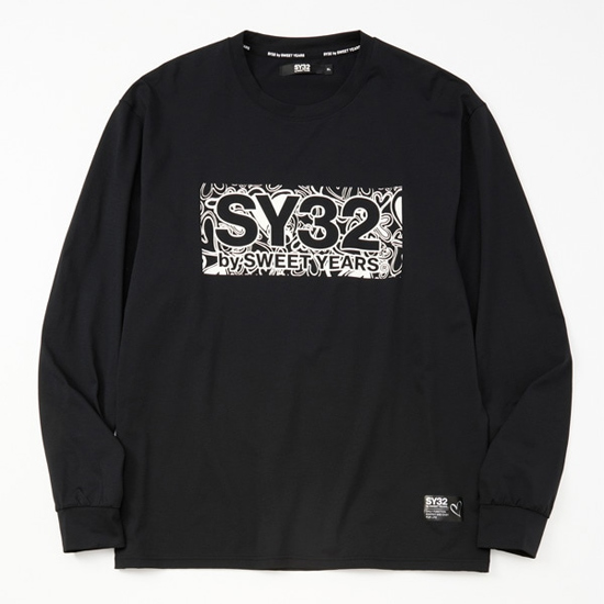 SY32 by SWEET YEARS Mサイズ HEART PATTERN BOX LOGO L/S TEE 11501 ブラック