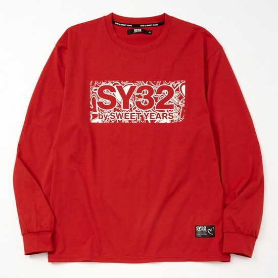 SY32 by SWEET YEARS Mサイズ HEART PATTERN BOX LOGO L/S TEE 11501 レッド