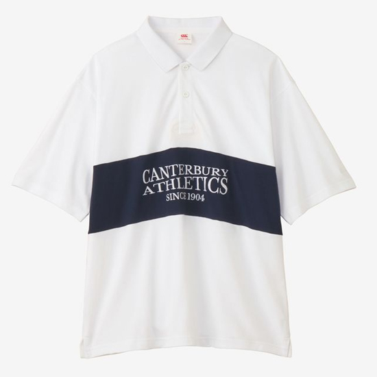 【新品】CANTERBURY カンタベリー M サイズ ショートスリーブ パネルビッグラガーポロ RA325115 オフホワイト