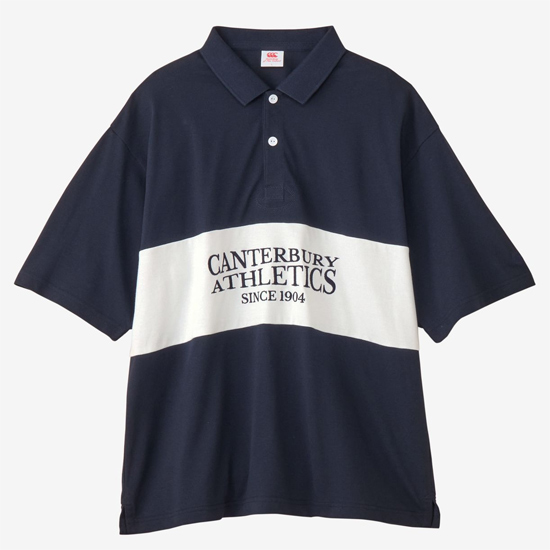 【新品】CANTERBURY カンタベリー L サイズ ショートスリーブ パネルビッグラガーポロ RA325115 ネイビー