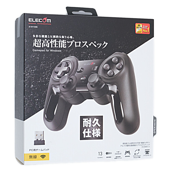 【新品】ELECOM　超高性能ワイヤレスゲームパッド　JC-U4113SBK　ブラック