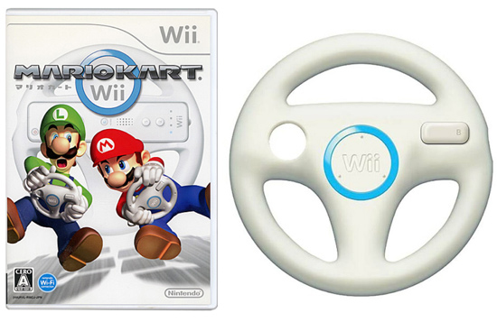 【中古】マリオカートWii　「Wiiハンドル」×1 同梱　外箱・取扱説明書なし・ディスク傷