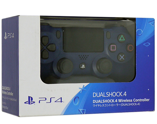 【中古】SONY　ワイヤレスコントローラー DUALSHOCK4　ミッドナイト・ブルー　CUH-ZCT2J22 元箱あり