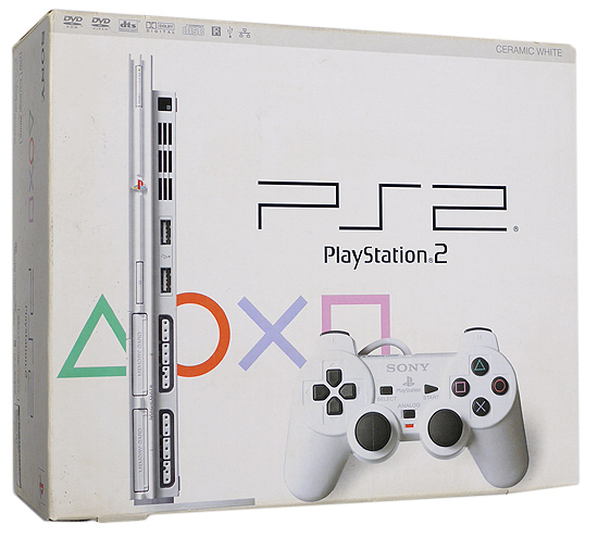 【中古】SONY　プレイステーション2セラミック・ホワイト SCPH-75000CW　コントローラーいたみ 元箱あり