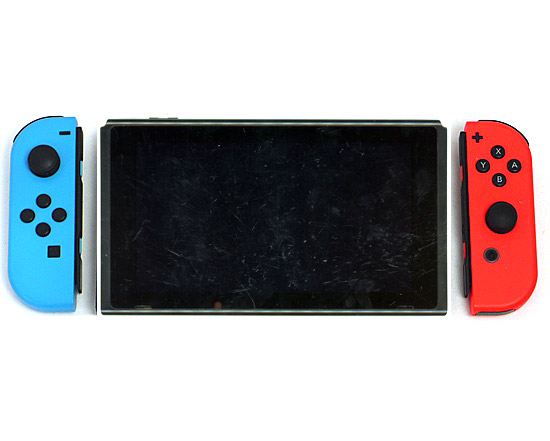 【中古】任天堂　Nintendo Switch バッテリー拡張モデル　HAD-S-KABAA　ネオンブルー・ネオンレッド　液晶画面いたみ