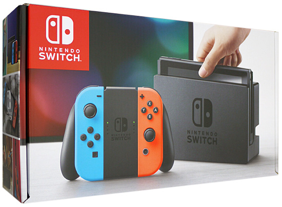 【中古】任天堂　Nintendo Switch　ネオンブルー/ネオンレッド　ACアダプター・ゴムなし　Joy-Conグリップいたみ 元箱あり