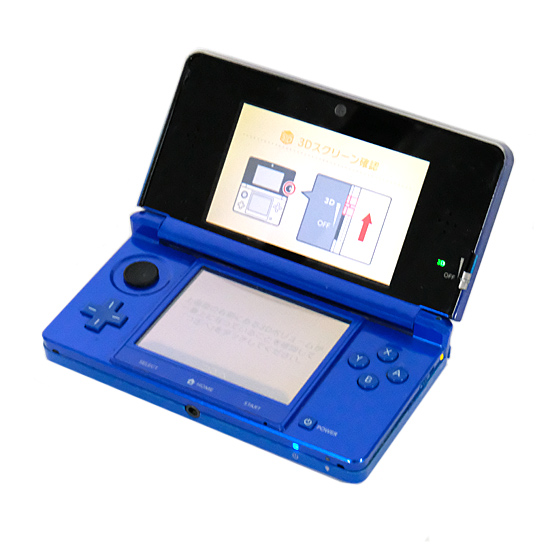 【中古】任天堂　ニンテンドー3DS コバルトブルー　CTR-S-BBAA　本体のみ　スティックゴムなし・液晶画面いたみ