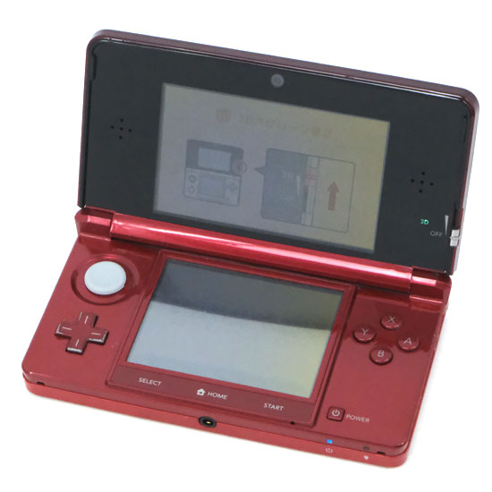 【中古】任天堂　ニンテンドー3DS メタリックレッド　CTR-S-RDBA　ACアダプタ-なし　液晶画面いたみ
