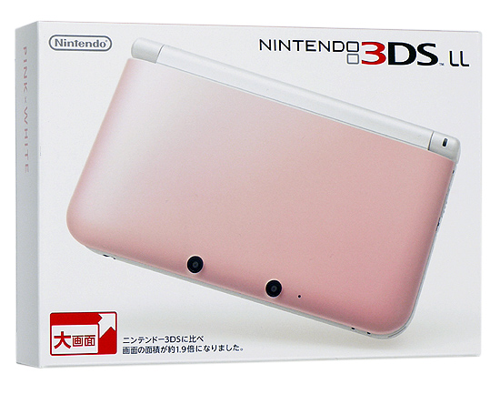 【中古】ニンテンドー3DS LL ピンクXホワイト　SPR-S-RAAA　本体のみ　スライドパッドなし・本体いたみ 元箱あり