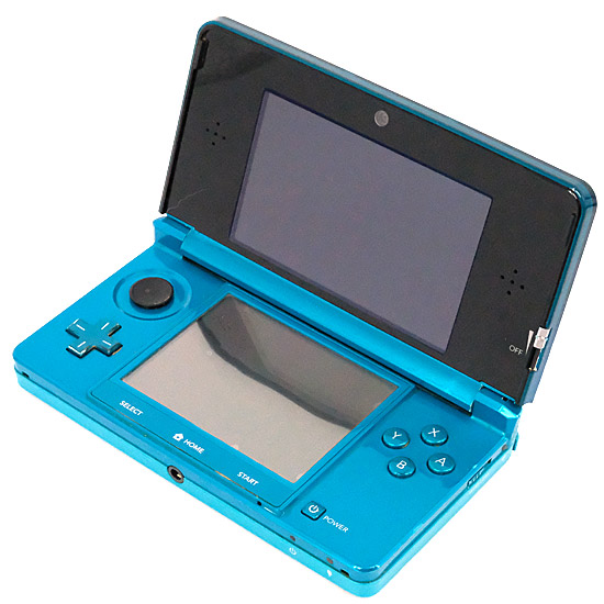 【中古】任天堂　ニンテンドー3DS アクアブルー　CTR-S-BAAA　本体のみ　ゴムなし・本体・液晶画面いたみ
