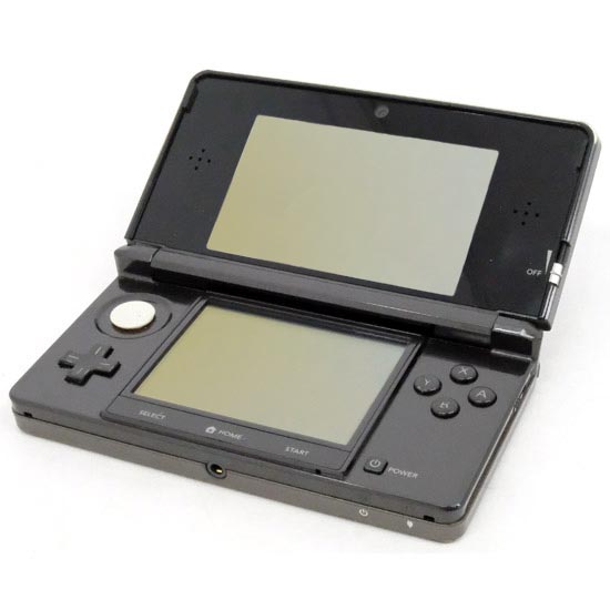 【中古】任天堂　ニンテンドー3DS コスモブラック　CTR-S-KAAA　本体のみ　スティックゴムなし・液晶画面いたみ