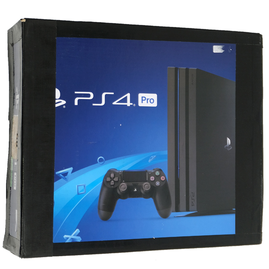 【中古】SONY　プレイステーション4 Pro 1TB ジェット・ブラック　CUH-7200BB01　コントローラー・ゴム足なし・外箱いたみ 元箱あり