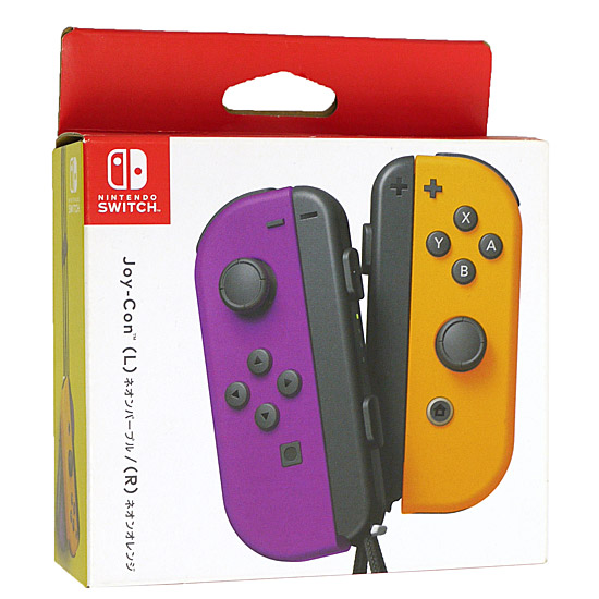 【中古】任天堂　Joy-Con (L)/(R)　ネオンパープル/ネオンオレンジ　HAC-A-JAQAA　未使用