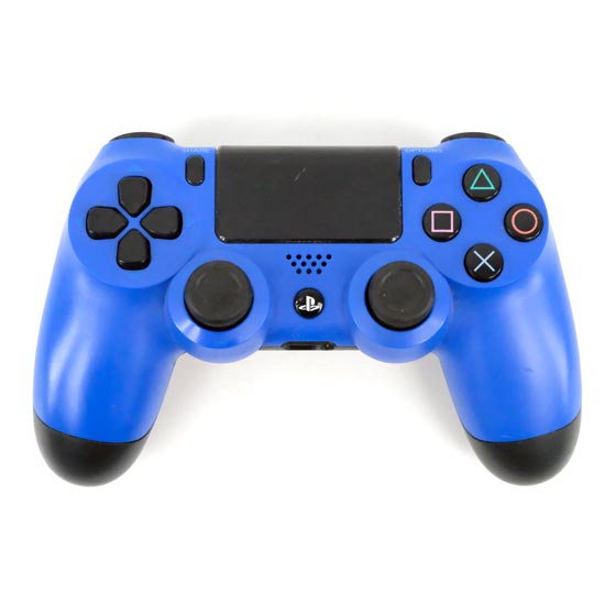 【中古】SONY　ワイヤレスコントローラー DUALSHOCK4　ウェイブ・ブルー　CUH-ZCT1J 01　本体のみ　型番シールなし
