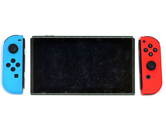 【中古】任天堂　Nintendo Switch バッテリー拡張モデル　HAD-S-KABAA　ネオンブルー・ネオンレッド　液晶画面いたみ