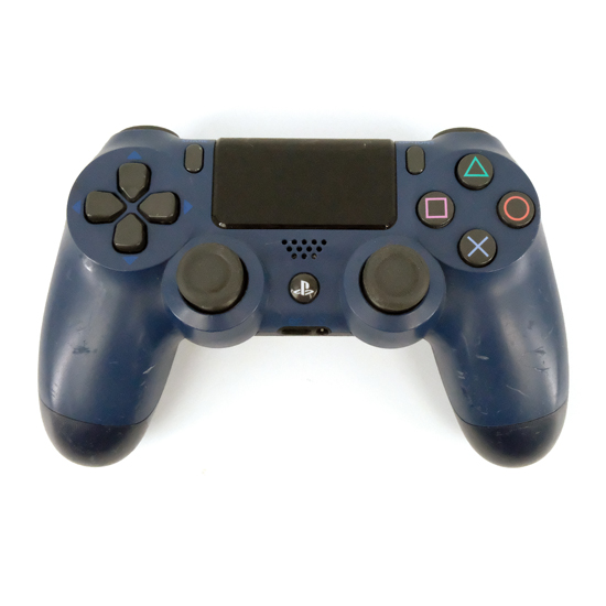 【中古】SONY　ワイヤレスコントローラー DUALSHOCK4　ミッドナイト・ブルー　CUH-ZCT2J22　本体のみ　本体いたみ