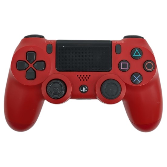 【中古】SONY　ワイヤレスコントローラー DUALSHOCK4　マグマ・レッド　CUH-ZCT2J11　本体のみ　ゴムなし