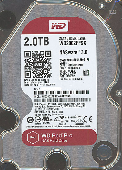 【新品】Western Digital製HDD　WD2002FFSX　2TB SATA600 7200