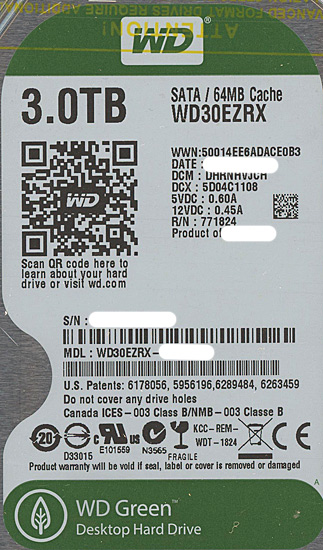 【新品】Western Digital製HDD　WD30EZRX　3TB SATA600