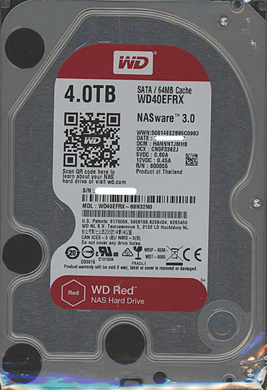 【新品】Western Digital製HDD　WD40EFRX-RT2　4TB SATA600