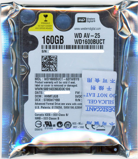 【新品】WesternDigital HDD 2.5inch　WD1600BUCT　160GB 9.5mm