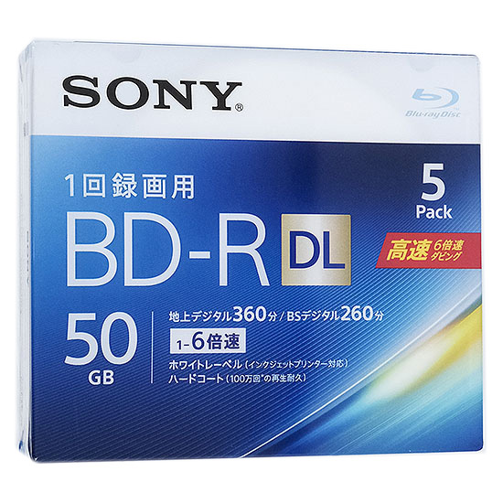 【新品】SONY　ブルーレイディスク 5BNR2VJPS6　BD-R DL 6倍速 5枚組