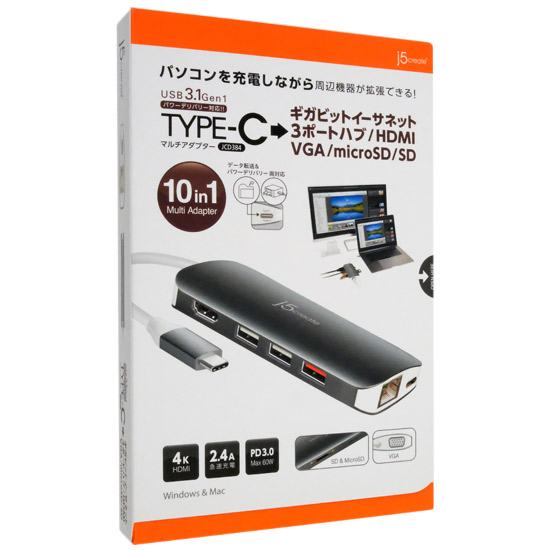 【新品】j5 create　USB Type-C 10in1 マルチドック JCD384