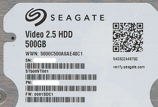 【新品】SEAGATE ノート用HDD 2.5inch ST500VT001 500GB 9.5mm