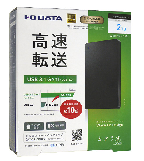 【新品】I-O DATA製PortableHD　HDPH-UT2DKR　2TB ブラック