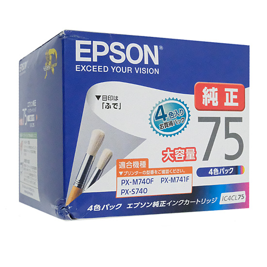 【新品】【新品(箱きず・やぶれ)】 EPSON純正品　インクカートリッジ IC4CL75 (4色パック)