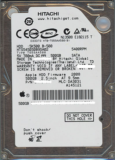 【新品】HGST製HDD 2.5inch HTS545050B9SA02 500GB 9.5mm