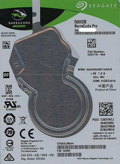 【新品】SEAGATE ノート用HDD 2.5inch　ST500LM034 500GB 7mm