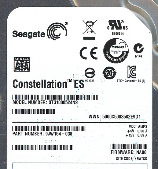 【新品】SEAGATE製HDD　ST31000524NS　1TB SATA300 7200