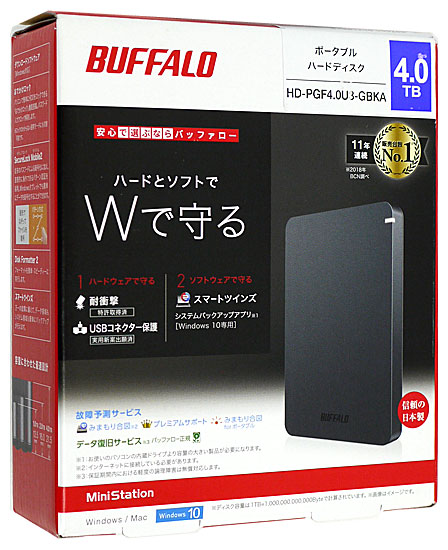 【新品】BUFFALO製PortableHD　HD-PGF4.0U3-GBKA　4TB