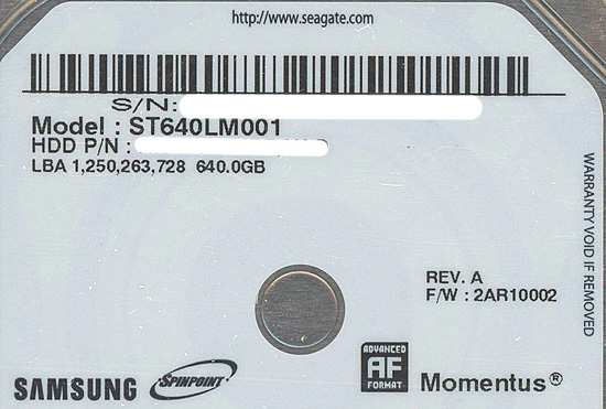 【新品】SEAGATE ノート用HDD 2.5inch ST640LM001 640GB 9.5mm