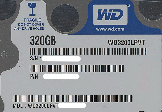 【新品】WesternDigital HDD 2.5inch　WD3200LPVT　320GB 6.8mm