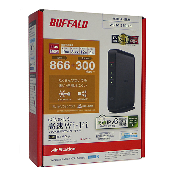【新品】BUFFALO　無線LANルータ　AirStation WSR-1166DHPL　ブラック