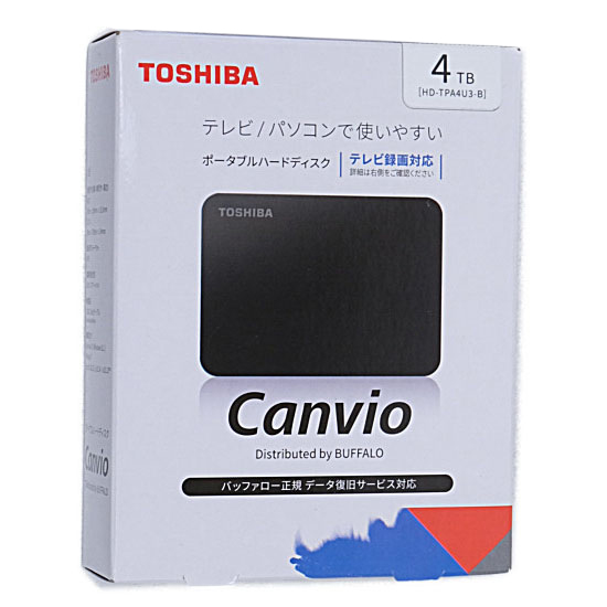 【新品】TOSHIBA　PortableHD CANVIO　HD-TPA4U3-B　ブラック　4TB