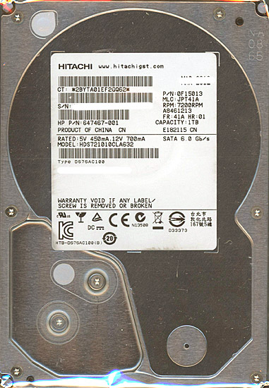【新品】HITACHI製HDD　HDS721010CLA632　1.0TB SATA600 7200rpm