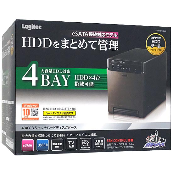 【新品】Logitec　USB3.0対応 4BAY 3.5インチHDDケース　LGB-4BNHEU3　ブラック