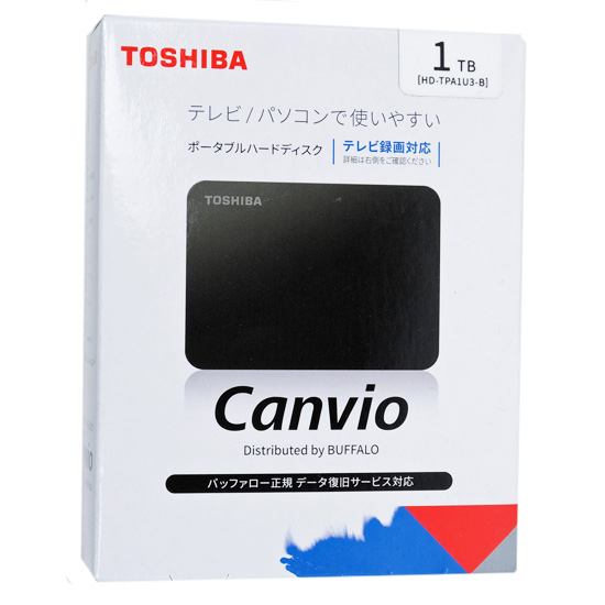 【新品】TOSHIBA　PortableHD CANVIO　HD-TPA1U3-B　ブラック　1TB