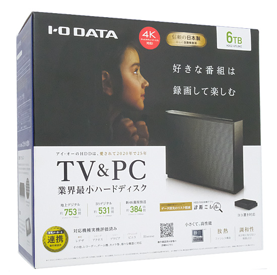 【新品】I-O DATA製　USB 3.0/2.0対応 外付ハードディスク HDCZ-UTL6KC　6TB